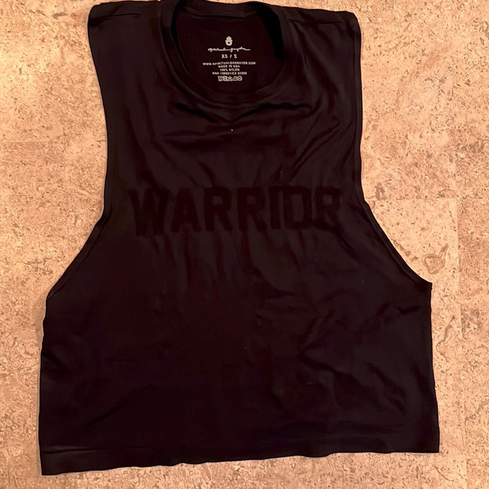 Black on black warrior muscle tee by spiritual gangster